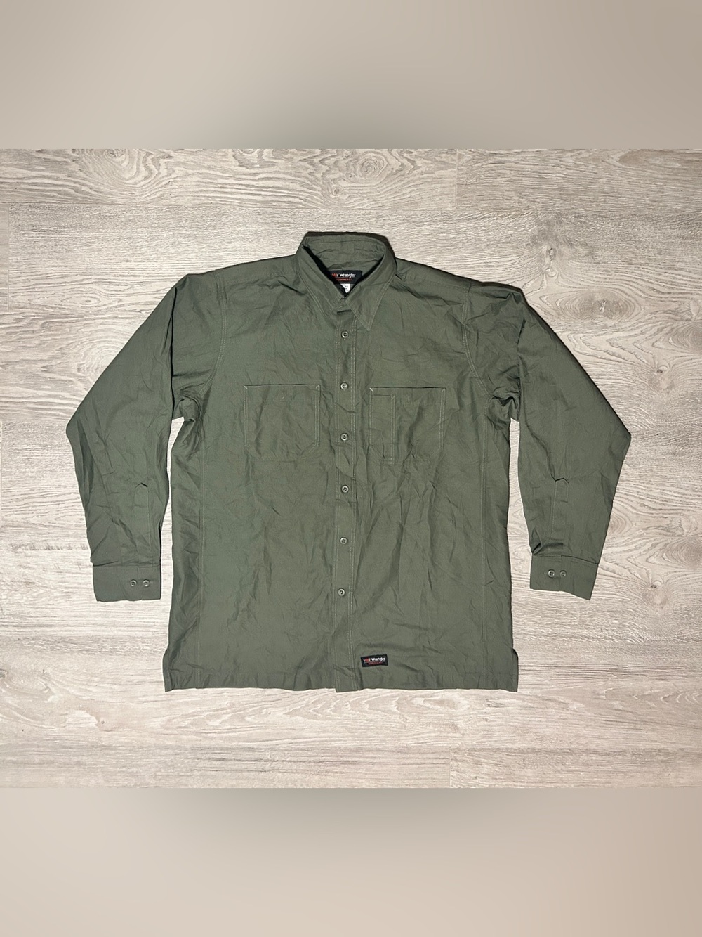 Wrangler Men's Olive Button-Down Workwear Shirt